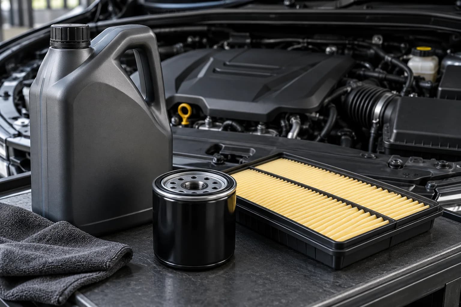 Illustration: vehicle maintenance filters and supplies